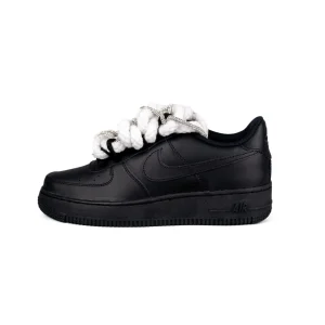 Nike Air Force 1 Low '07 GS Nero Corda Bianco Brillantini Argento Dh2920 001 - Cw2288 001