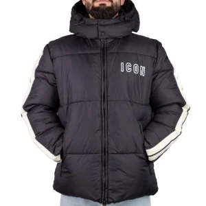 ICON Giubbotto Nero Bande Laterali ICUF2W6J013